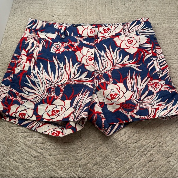 J Crew Women's Blue Red Floral Canvas Chino Shorts size 4 3.5" Inseam - Picture 11 of 11